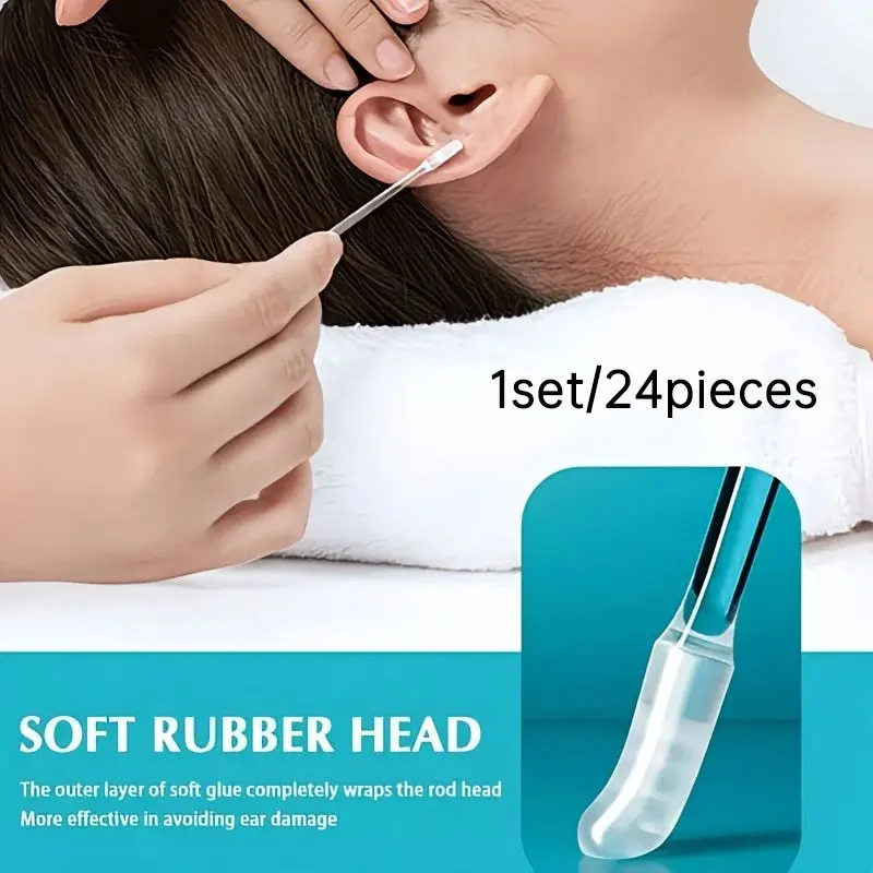 24-Piece Portable Self-Adhesive Ear Sticks, Adult Ear Cleaning Tool, Non-Irritating, Reusable, Suitable for All, Christmas Gift, Earwax Remover Stick, Earwax Removal Tool, Earwax Cleaner