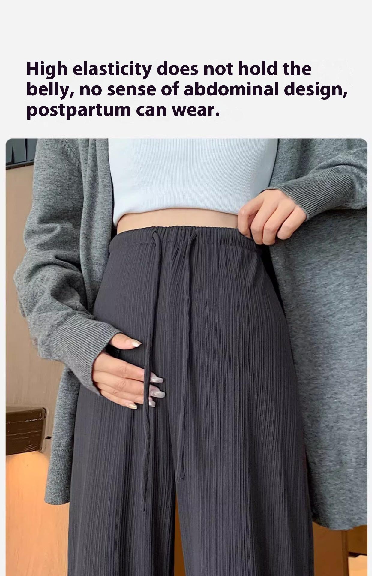 New Maternity Pants Spring and Fall Summer Petite No Toddler Drawstring Straight Pants Wide Leg Pants Pants Maternity Wear