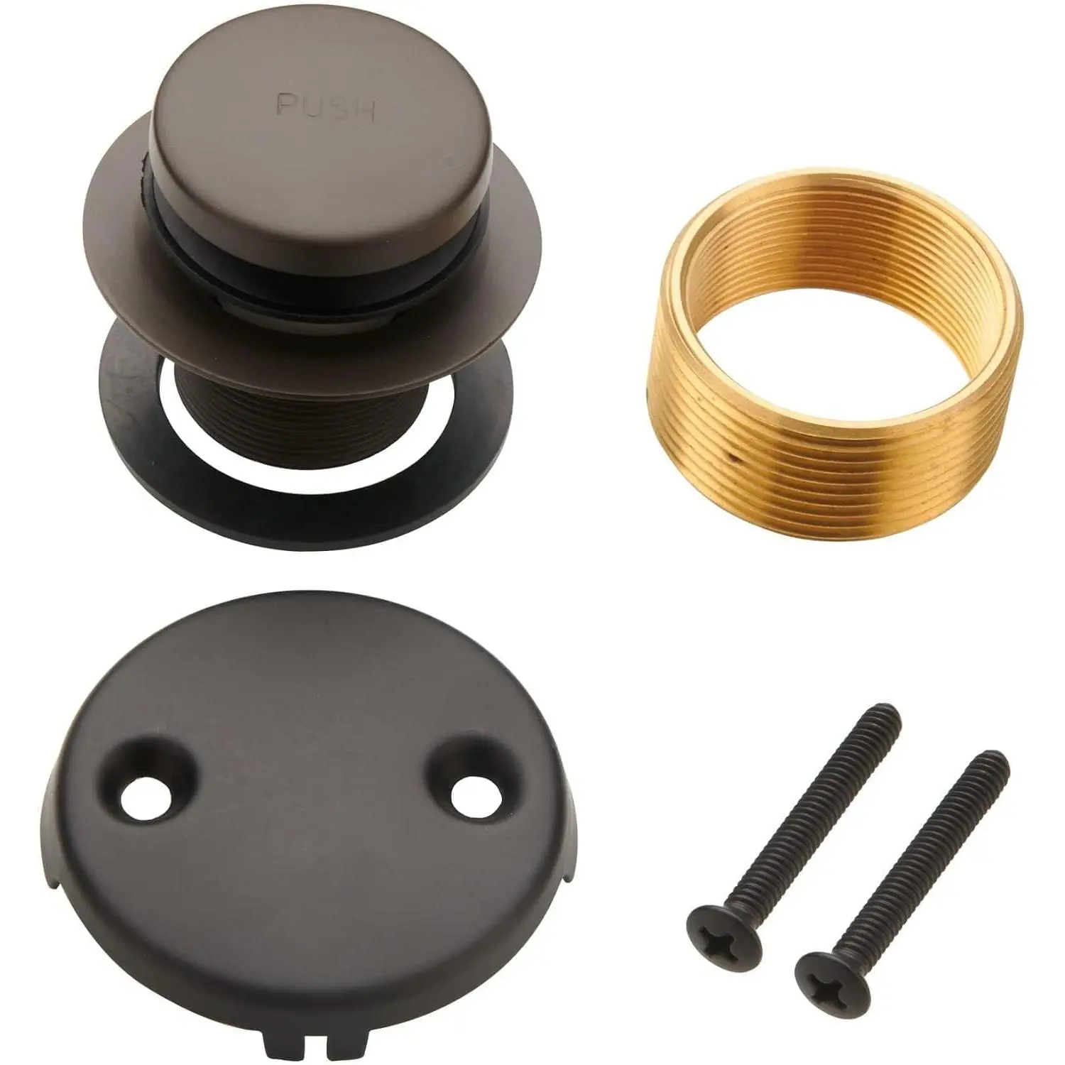Bathtub Drain Tub Drain Kit Bath Overflow Tip  Conversion, Bronze | Stainless Steel & Brass Tub Drain,Easy Push Close,Fits /8 & 1-1/2 Bathtub,2 hole  Drain Kit,Oil Rubbed Bronze