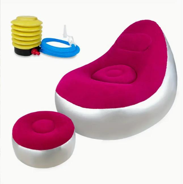 Inflatable Lounge Chair with Footrest Ergonomic Portable Sofa for Indoor & Outdoor Use Folding Couch for Living Room Gaming Office Balcony Travel Camping