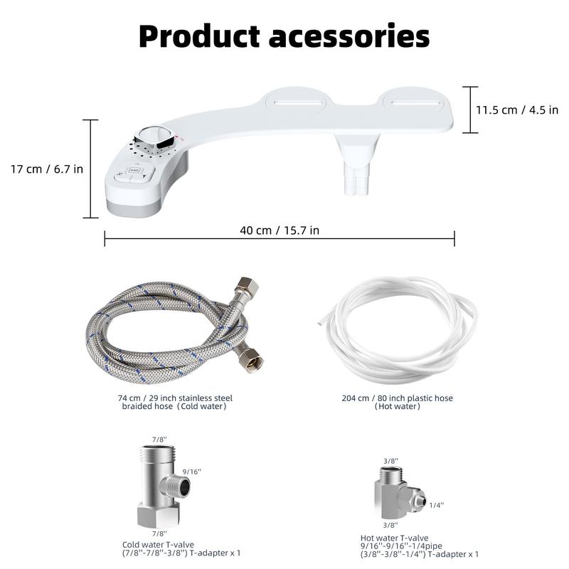 Toilet Seat Bidet with Self Cleaning Dual Nozzle, 1 Set Adjustable Hot & Cold Water Spray Non-electric Mechanical Bidet Toilet Attachment, Gift for Summer, Home Essentials