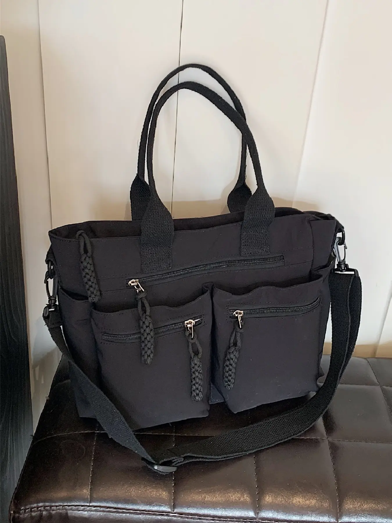 Large Capacity Tote Bag with Multiple Pockets, Multi-Layered Organization, Women's Casual Commute Shoulder Crossbody Bag