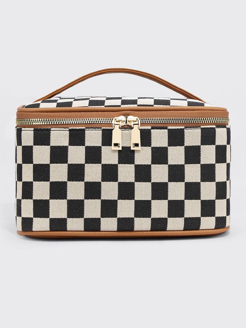 Large Capacity Cosmetic Bag, Portable Zipper Makeup Bag, Cosmetic Travel Bag with Zipper & Carry Handle, Toiletry Case Organizer Storage Pouch, Travel Cosmetic Bags