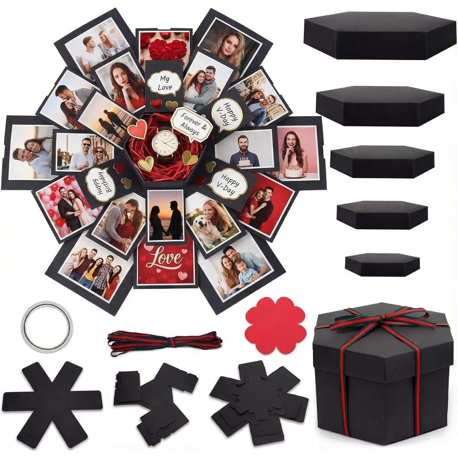 Explosion Gift Box, Custom Scrapbook Photo Album Surprise Box for Birthday Anniversary Wedding Holiday Graduation
