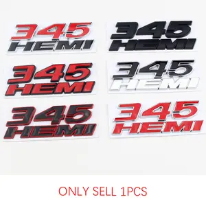 Metal 345 HEMI Letter Car Rear Trunk Emblem Side Badge for Dodge RAM 1500 2500 3500 Charger Challenger Ram Viper Jcuv Caravan Durango SRT