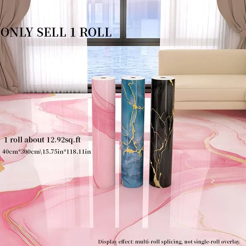 1 Roll 15.75in*118.11in Pink Marble-Texture Faux Marble Finish, Peel and Stick floor sticker, Vinyl floor panels, Waterproof Self-Adhesive Wallpaper for Floor Sticker, DIY Decor for Living Room, Bedroom and Bathroom, Marble Pattern Decorative Sticker