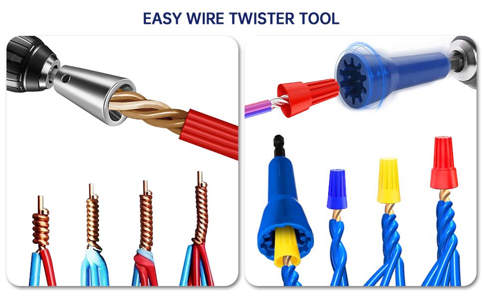 BASIC SUPPLY Wire Stripper Twister Tool for with 25pcs Wire Nuts, 8/10/12/14 AWG Gauge Wire Stripping Tool & Wire Twisting Connector Set,2025 Improve Work Efficiency 20 Times
