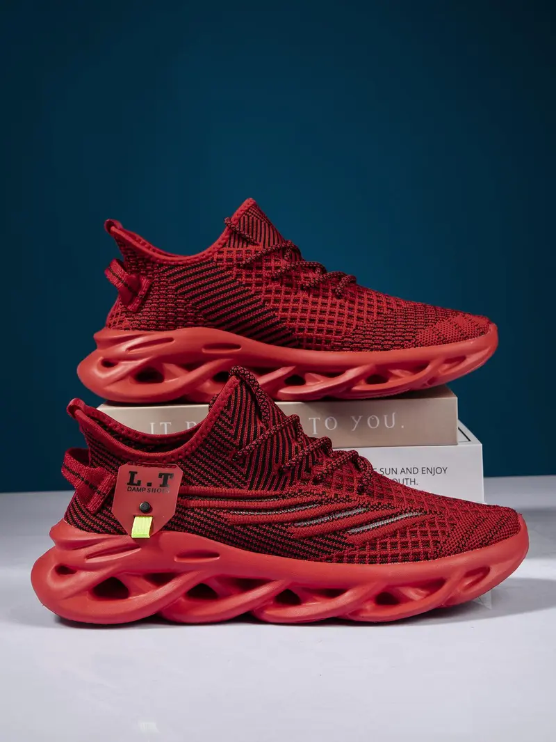 Product Introduction of Mens Shoes, Ultra-light Textured Design Lace-up Trainers for Treadmill Wear As Gift, Workout Sneakers, Casual Twist Sole Design Sports Running Shoes for Summer 2025 24