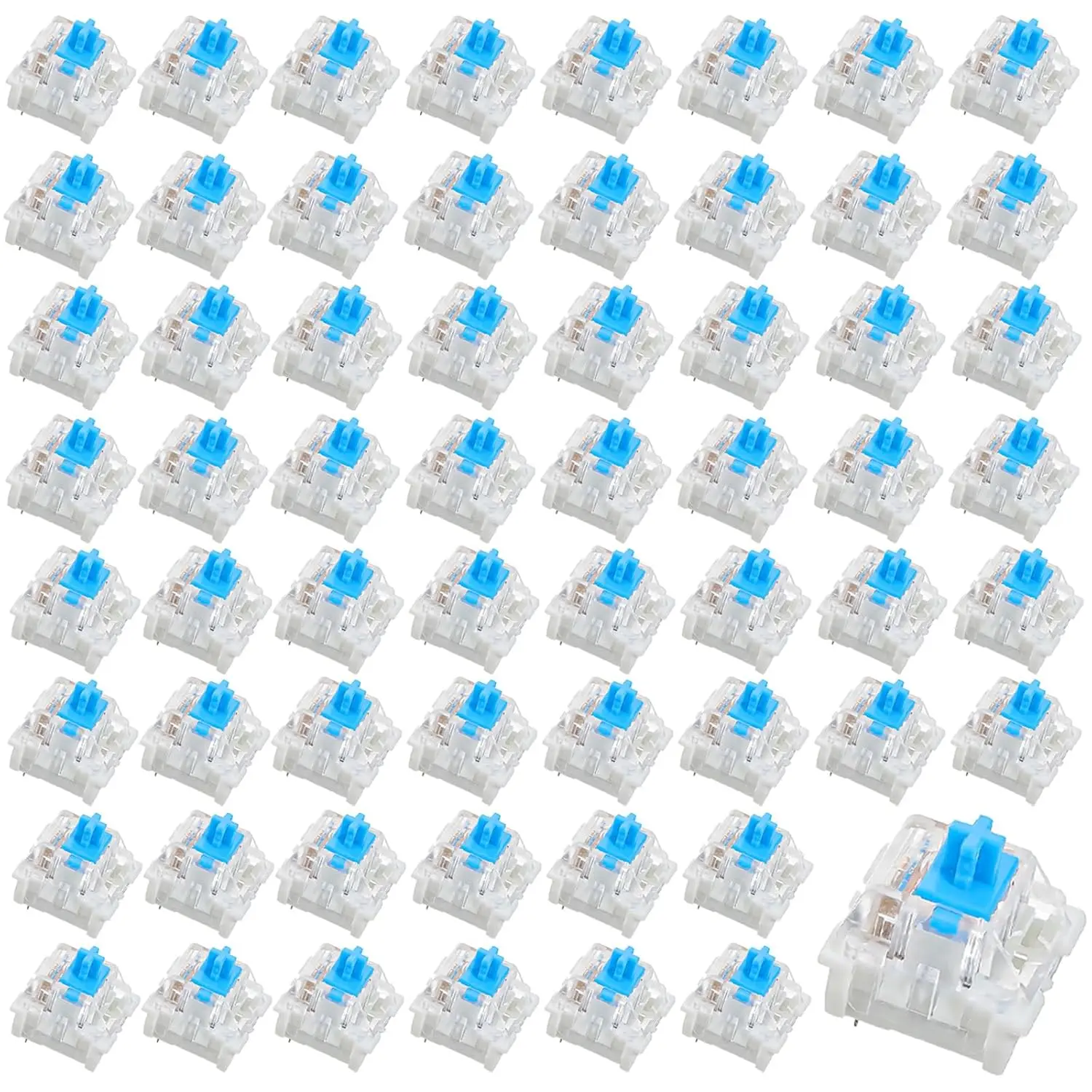 60 count Mechanical Keyboard Switches 3 Pin Blue Keyboard Clicker  Clicky Switches  Clicker Pre-Lubricated Keyboards Accessories for Mechanical Gaming Keyboards, Blue