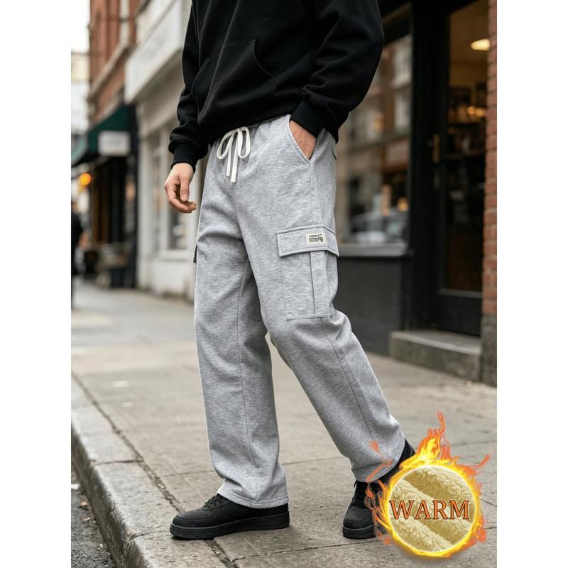 Men's Thick Sports Work Pants, Drawstring Thick Casual Pants, Pocket Sports Pants, Versatile Thick Casual Men's Pants