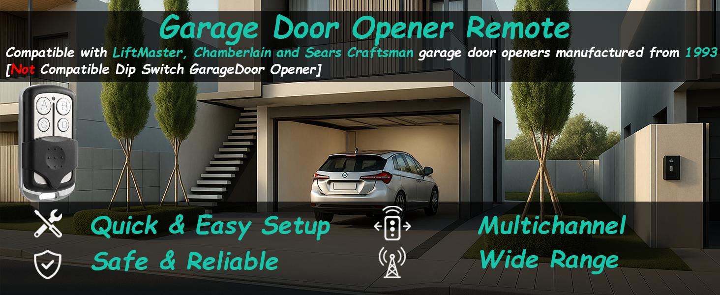 Universal Garage Remote Keychain, 3 Pack, Compatible with Various Garage Door Openers, Easy Programming, Compact and Durable Design, Reusable and Long-Lasting, Convenient Keychain Attachment