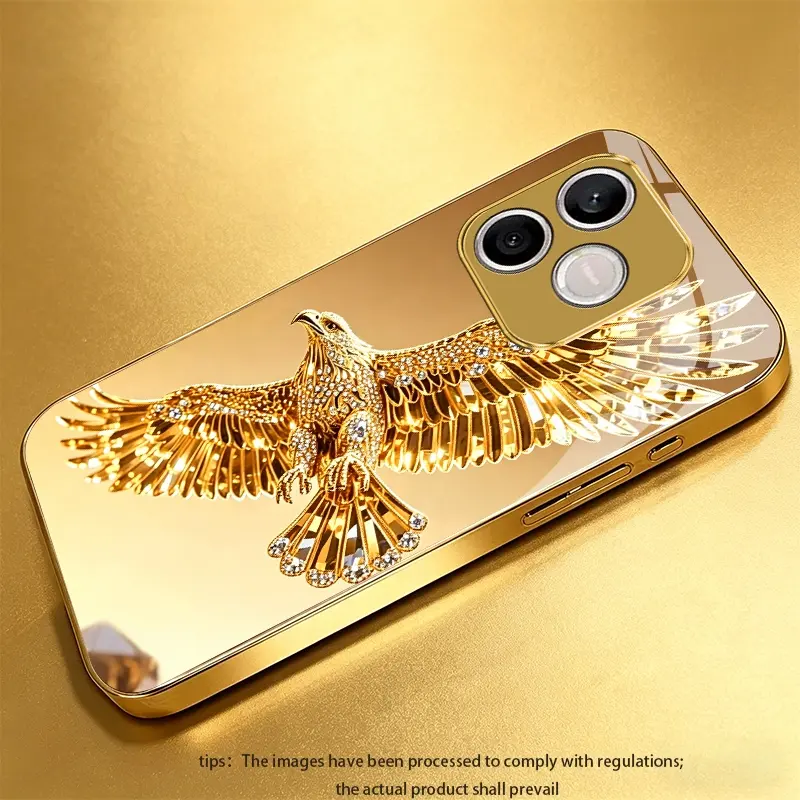Golden Eagle Pattern phone case for Honor 600 Lite/X8D 4G/600 Pro/X6D 5G Full coverage, stylish and luxurious, high-value protective case