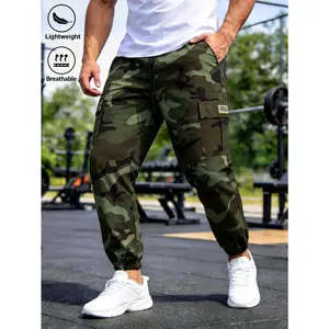 Caramel Select Men'S Outdoor Work Pants Camouflage Long Trousers Elastic Waist Drawstring Multi-Pocket Casual Pants with Drawstring Foot Elasticity for Hiking Mountaineering Sports Streetwear And Daily Commuting