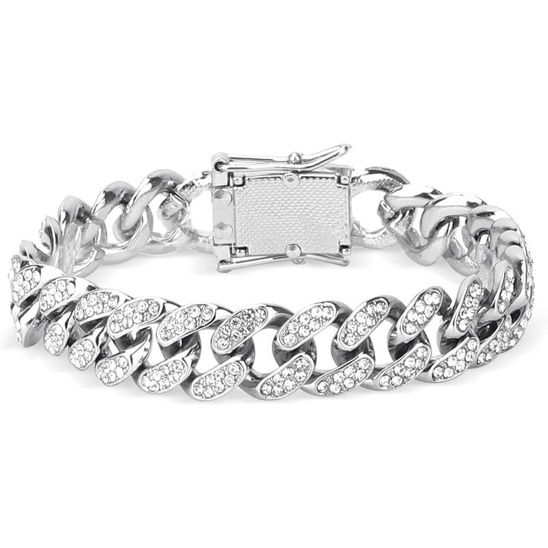 Cuban Link Chain for Men Women,Diamond Necklaces,Iced Out Chain,Hip Hop Jewelry,Thick Silver Chain,Gold Chain,Diamond Bracelet