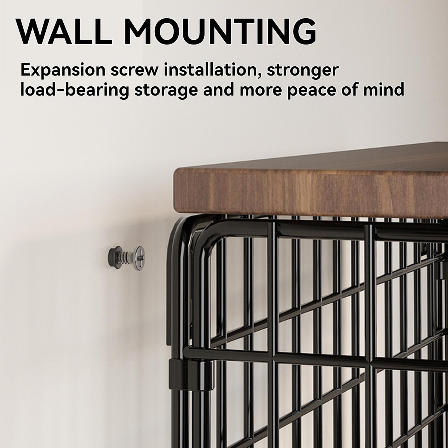 【Local Shipping】2-Pack Stackable Wall-Mounted Wire Baskets | Onion & Potato Storage with Wooden Tabletop | Countertop or Wall-Mounted Kitchen Organizer | Pantry & Counter Space-Saving Design | Rust-Resistant Metal Hanging Baskets