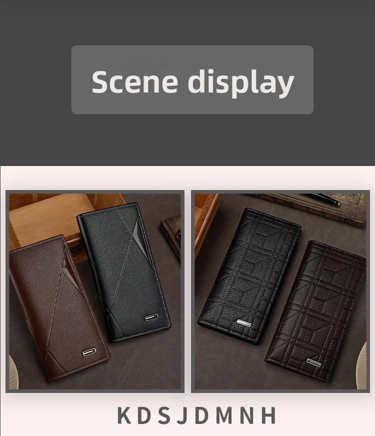 2026Wallet Men's Long Suit Bag PU Leather Three-in-One Multi-Card-Slot Card Holder Wallet Fashion Change Document Package in Brown & Black