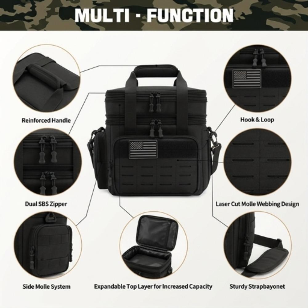 4.76 gallon men's green tactical lunch box, expandable and durable insulated cooler, leak-proof design, suitable for hunting, work, camping, outdoor picnics and adult dining, equipped with MOLLE webbing
