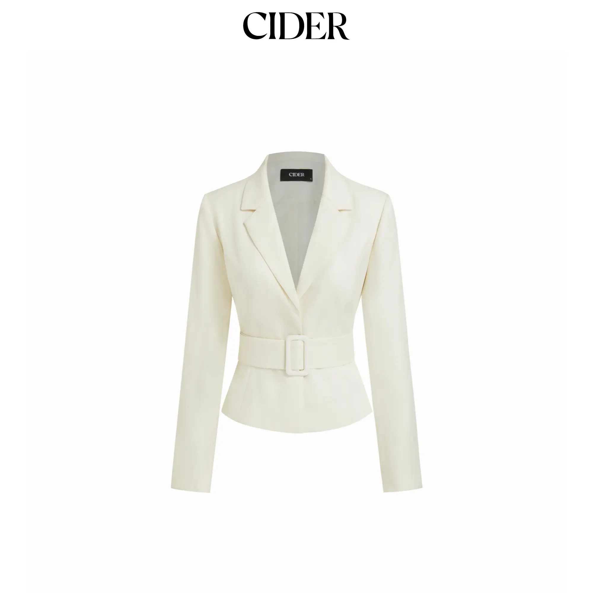 Cider V-neck Solid Buckle Long Sleeve Cropped Blazer With Belt Cider V-neck Solid Buckle Long Sleeve Cropped Blazer With Belt