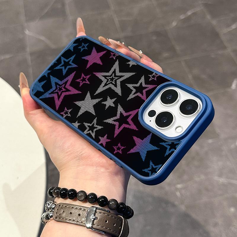 Chic Magnetic Case for iPhone11/12/13/14/15/16/17/promax Gradient Star Pattern MagSafe Ready, Anti-Slip, Ultra Thin | Aesthetic Touch for Daily Use