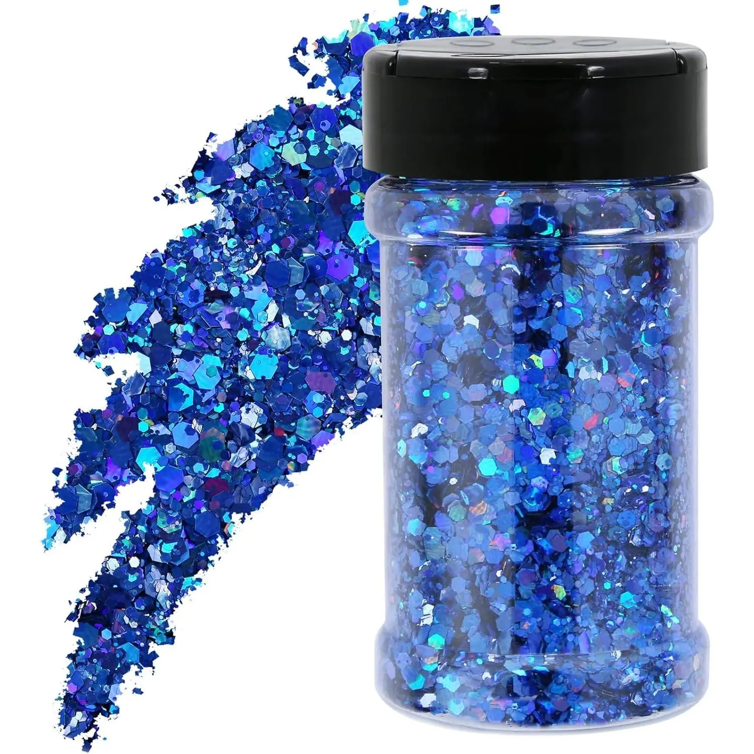 4 Ounce Royal Blue Holographic Chunky Mix Bulk Glitter for Resin Craft Cosmetic Art Festival Decoration