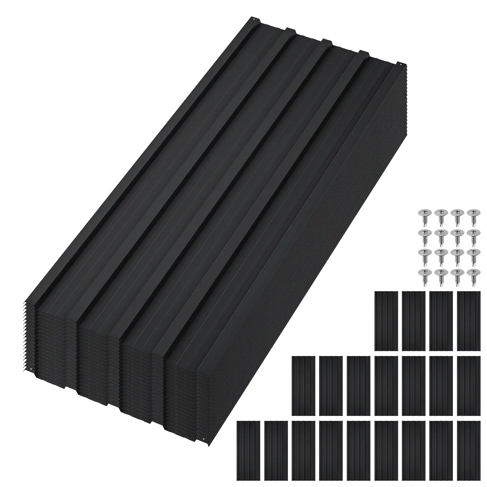 20 Pack Galvanized Steel Roofing Panels, Corrugated Metal Roof Sheets with Screws, Waterproof Easy Install for Carport Porch Pergola Siding, 3.54 5 6.1 ft, Brown Gray Black