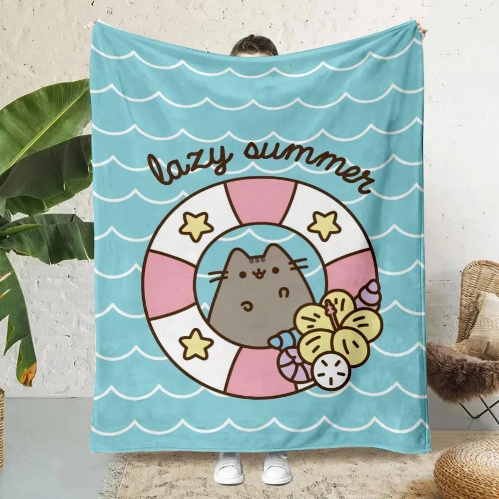 Cute Gifts for Cat Mom Girls Cartoon Kitten Blanket Hypoallergenic Soft Flannel Throw Durable Pet Lover Birthday Present Keepsake