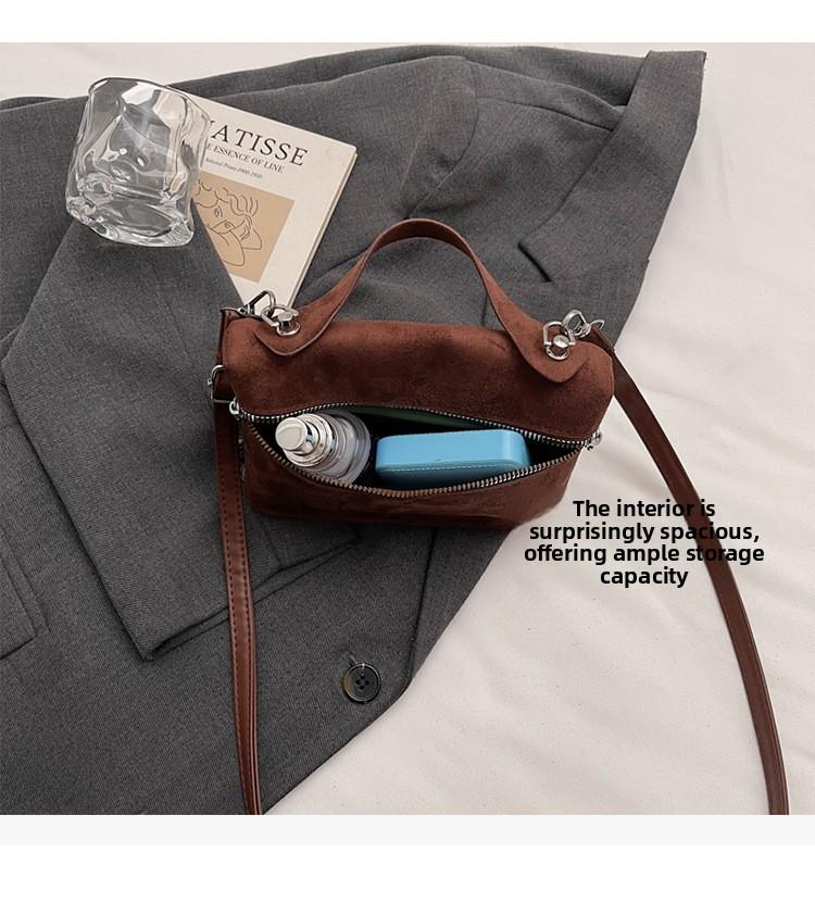 Luxury Suede Versatile Shoulder Bag  Purse Fall Winter Retro Matte Crossbody Handle Bag for Women Texture Simple Satchels Bag