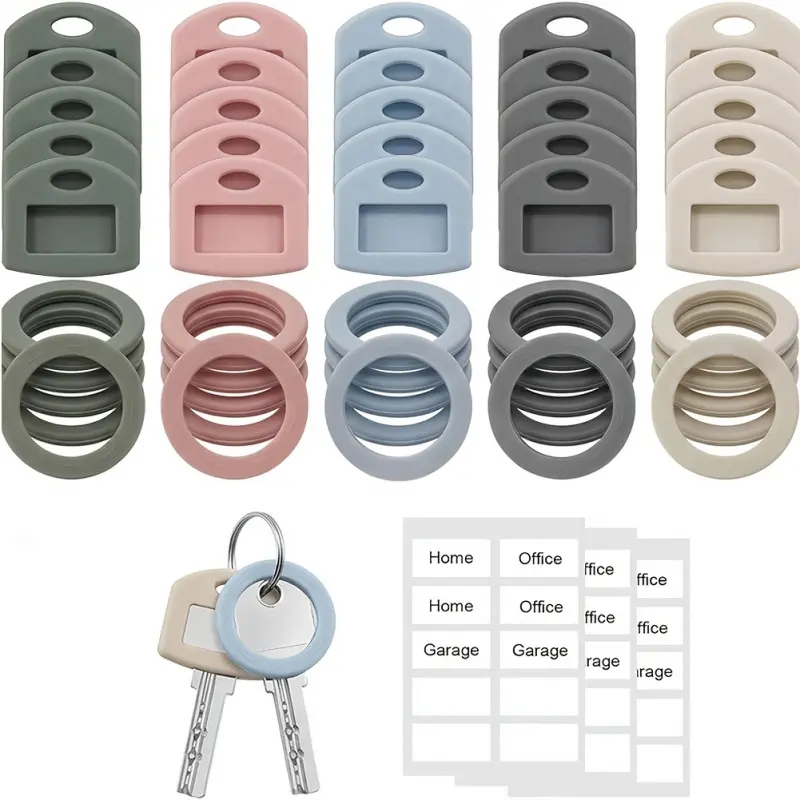 10-piece set silicone key cap-color-coded for home office door keys, Key Covers for Car Keys, key head protective cover, identification system (no pendant)