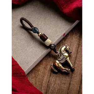 Creative Year of the Horse Keychain, Chinese Zodiac Horse Pendant With Black Cord, Galloping Horse Amulet, Lucky Ornament For Car Keys Purse Bags
