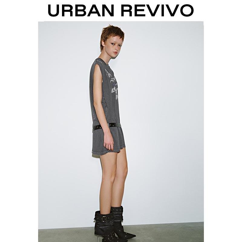 URBAN REVIVO Sleeveless Oversized t-shirt dress with Pockets, Grey cotton dress stretchy UYV750056 Casual Loose Outfit 2026 Women Clothing, Festival outfit  SpringStatements