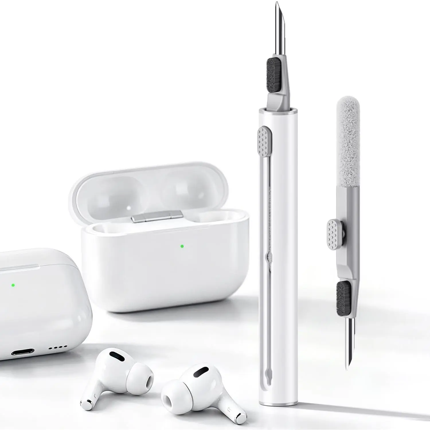 Cleaner Kit for AirPods Pro 3/2/1, 3-in-1 Earbud Cleaning Pen with Metal Tip, Soft Brush & Flocking Sponge, Cleaning Tool for  Earbuds,  Case, Phone, Keyboard & Electronics
