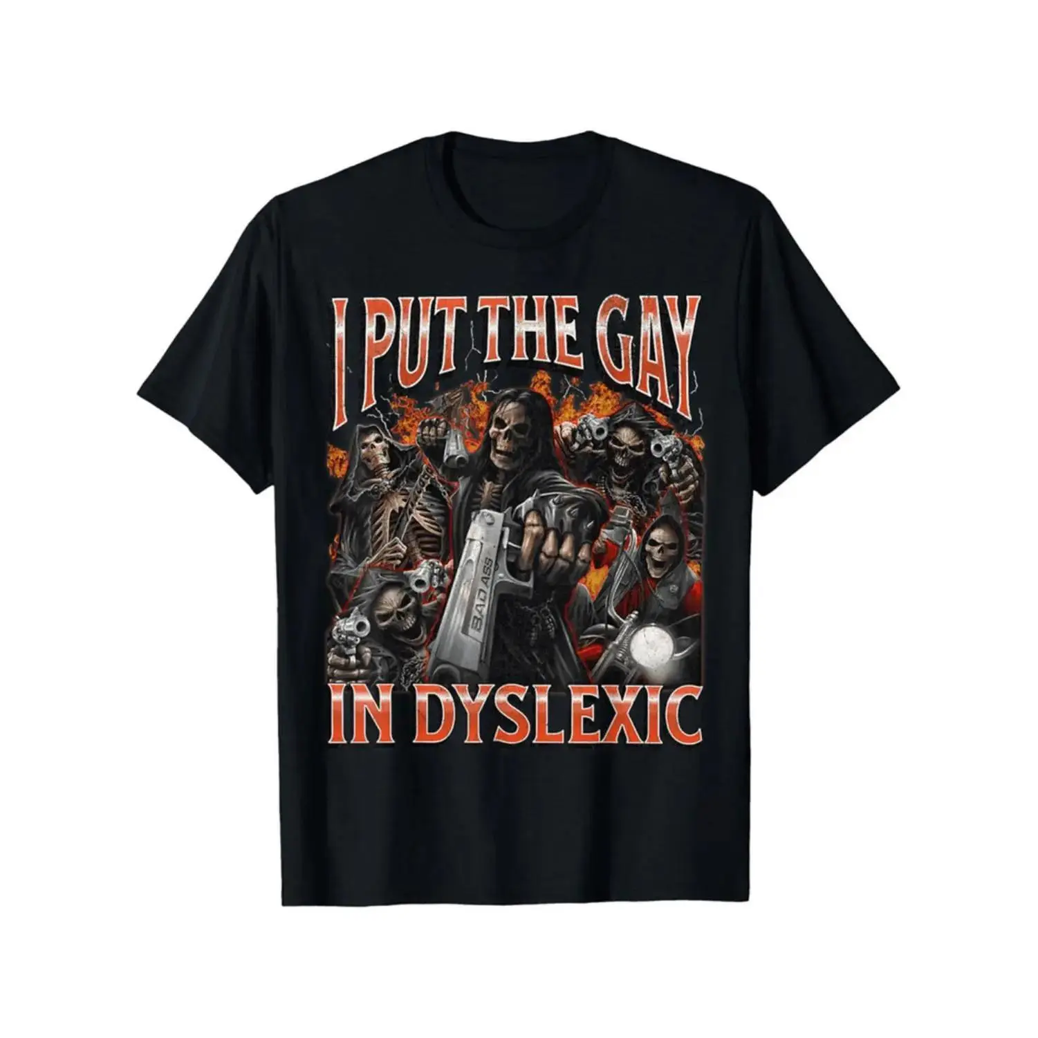 100% Cotton Horror Halloween I Put The Gay In Dyslexic Funny Hard Skeleton Meme Bootleg T-Shirt, , Comafortable Casual, Soft Breathable Short Sleeve Tee Gifts For Men Women Parents And Friends, Black S-XXXL T-Shirt For Men and Women.,Men's,bible