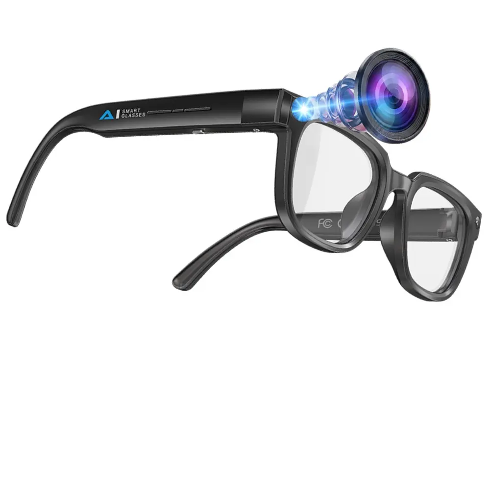 Smart AI Glasses with Camera, 8MP Video Recording Multifunctional Smart Glasses, 110 Degree Wide Angle Lens, 3D Stereo Sound, 290Mah 8 Hours Battery Life Daily Use, AI Video Translation, Wireless Smart Glasses, Bluetooth Call, Music Control