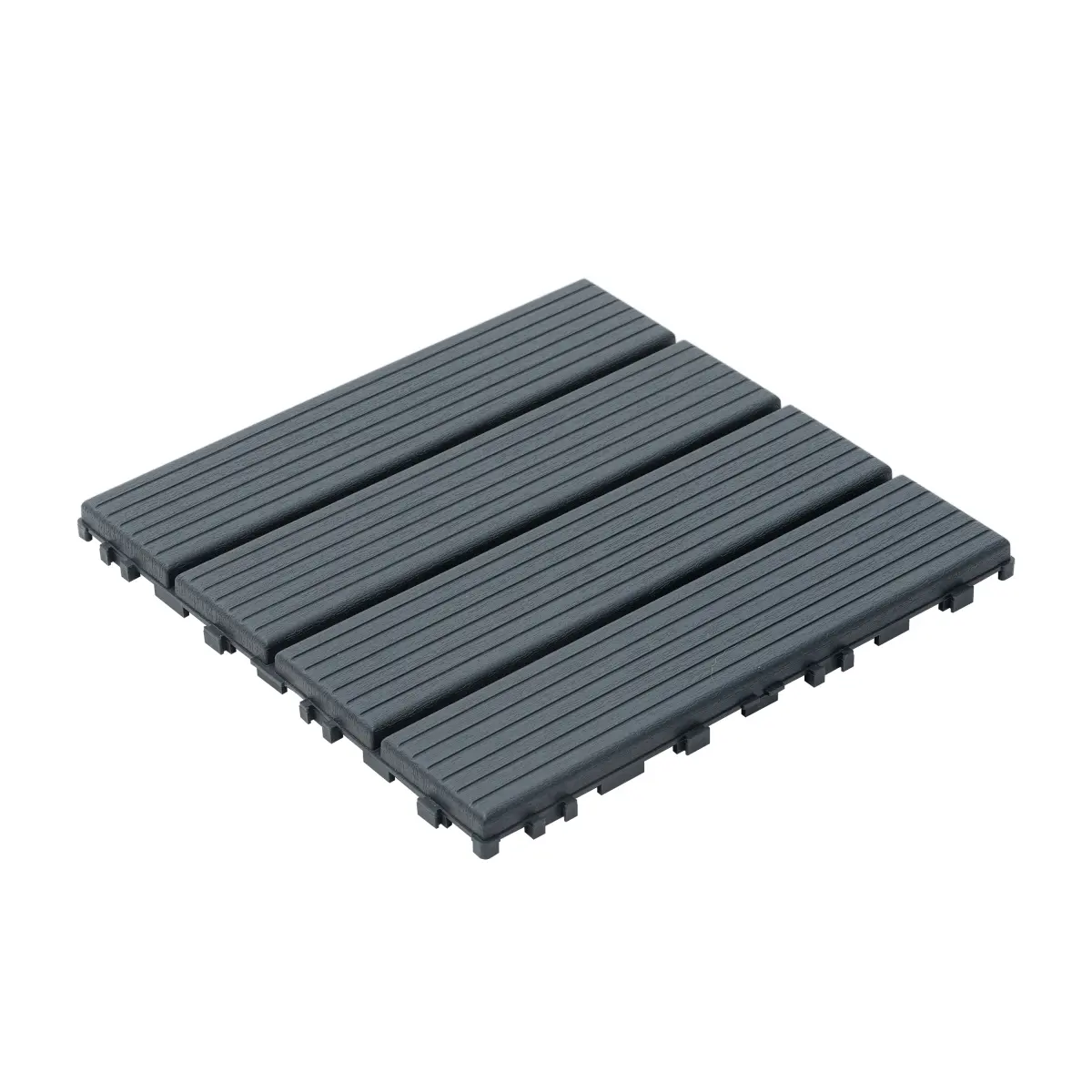 Sturdy Gray Plastic Interlocking Deck Tiles - 44-Pack, 12"x12"x0.11", 4-Carved Brick Design, 31.00 lbs, Waterproof All-Weather Flooring, Easy to Install, Strong Load-Bearing Capacity, Fits Any Room for Poolside, Backyard