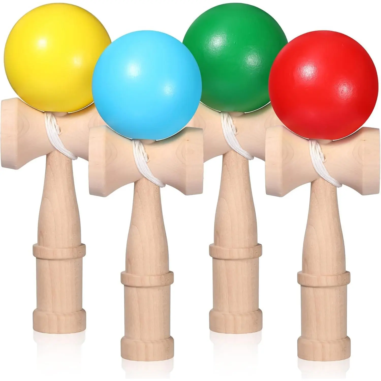 4 Packs Wooden Vintage Kendama Catch Ball Cup Game Hand Eye Coordination Educational Toy for Beginner, Perfect for Birthday Party Supplies Favors Gifts (Classic)
