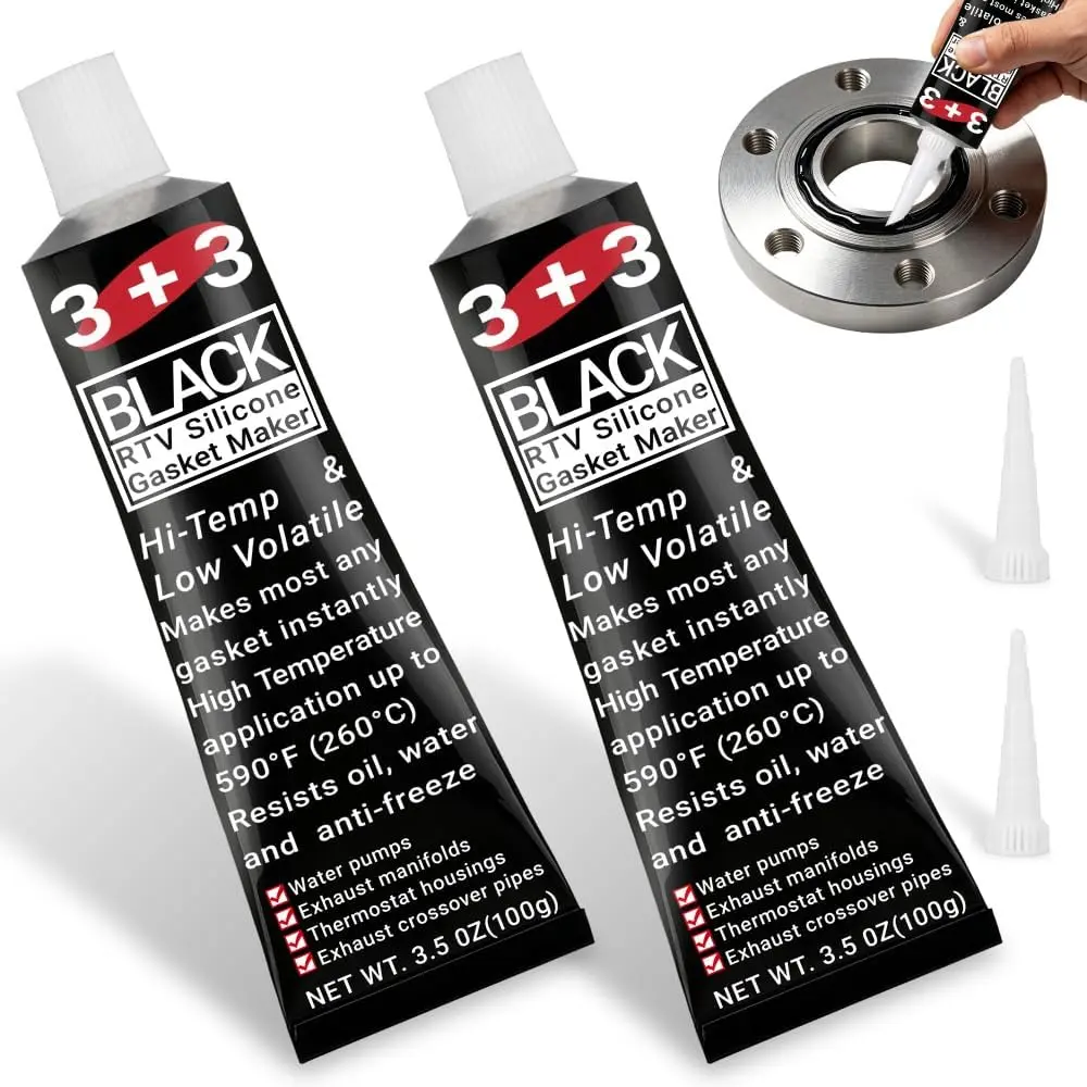 3.5oz*2Pcs Black RTV  Gasket Maker | High Temperature rtv  sealant,for High Flex and Oil Resistant Applications Ideal for , , RVs &