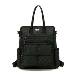 New Women's Anti-Theft Quilted Oxford Convertible Backpack, Stylish 2-in-1 Daypack & School Bag for Travel, Work Commute, Campus, Shopping and Daily Wear,Adjustable Padded Straps, Secure Zipper Closure, Lightweight Versatile Everyday Carry Bag