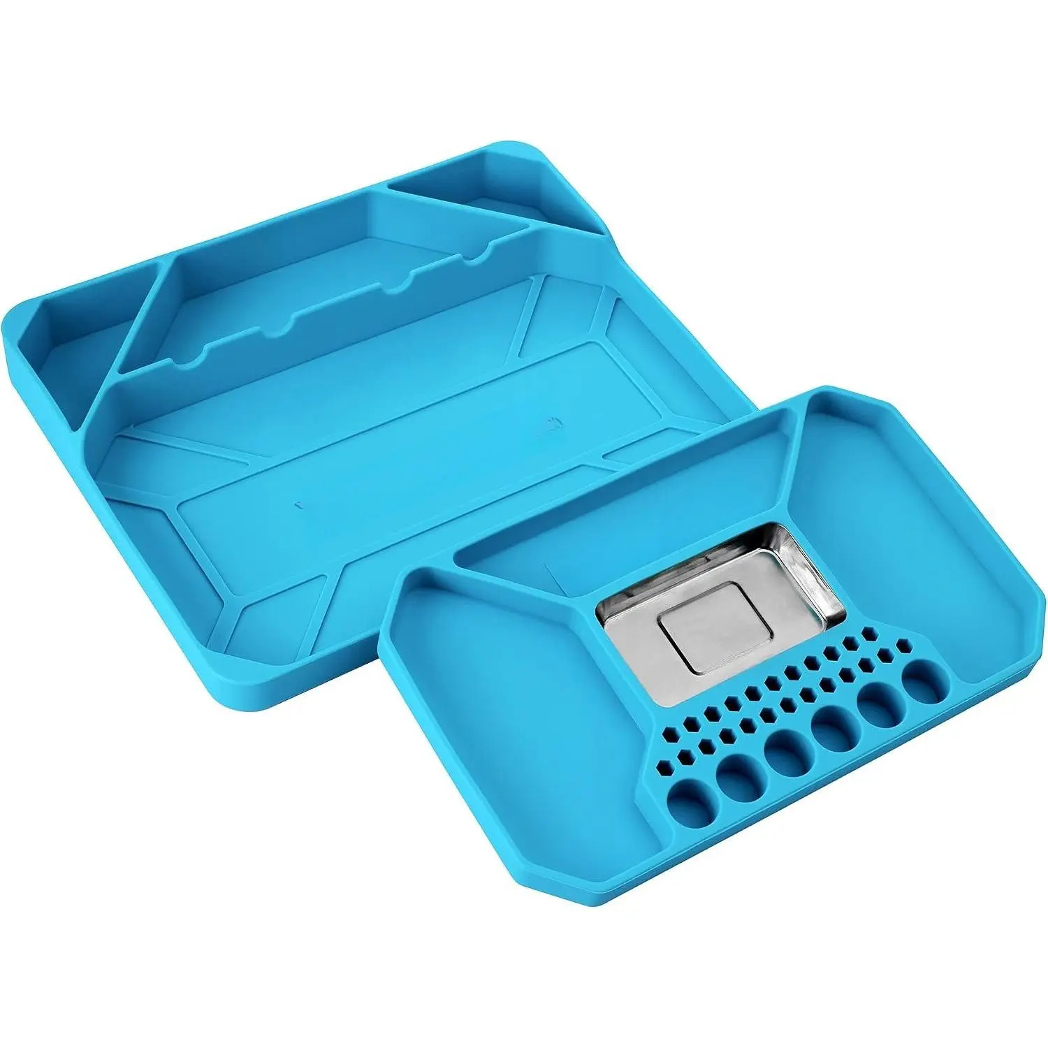 2-  Tool Tray,  Non-Slip Flexible Tool Organizer with  Tray, Tool Storage for Socket,  and Nuts,  bits,  for Christmas, Mechanic & Garage Tool