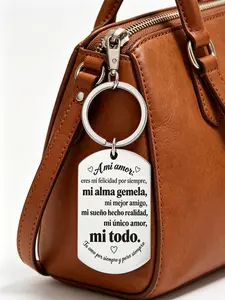 Stainless Steel Keychain, a Mi Amor Engraved Rectangular Dog Tag, Romantic Anniversary Gift, Love Quote Metal Keychain, Valentine's Day Present