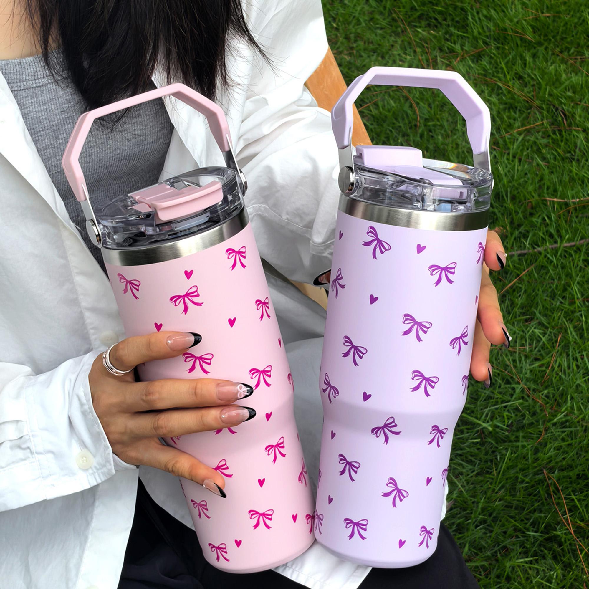 Insulated Stainless Steel Cup Stylish Tumbler, Butterfly Pattern, Dual-Layer Insulation, Leak-Proof Design, Perfect for Outdoor & Office Use #GLOBAL PICKS