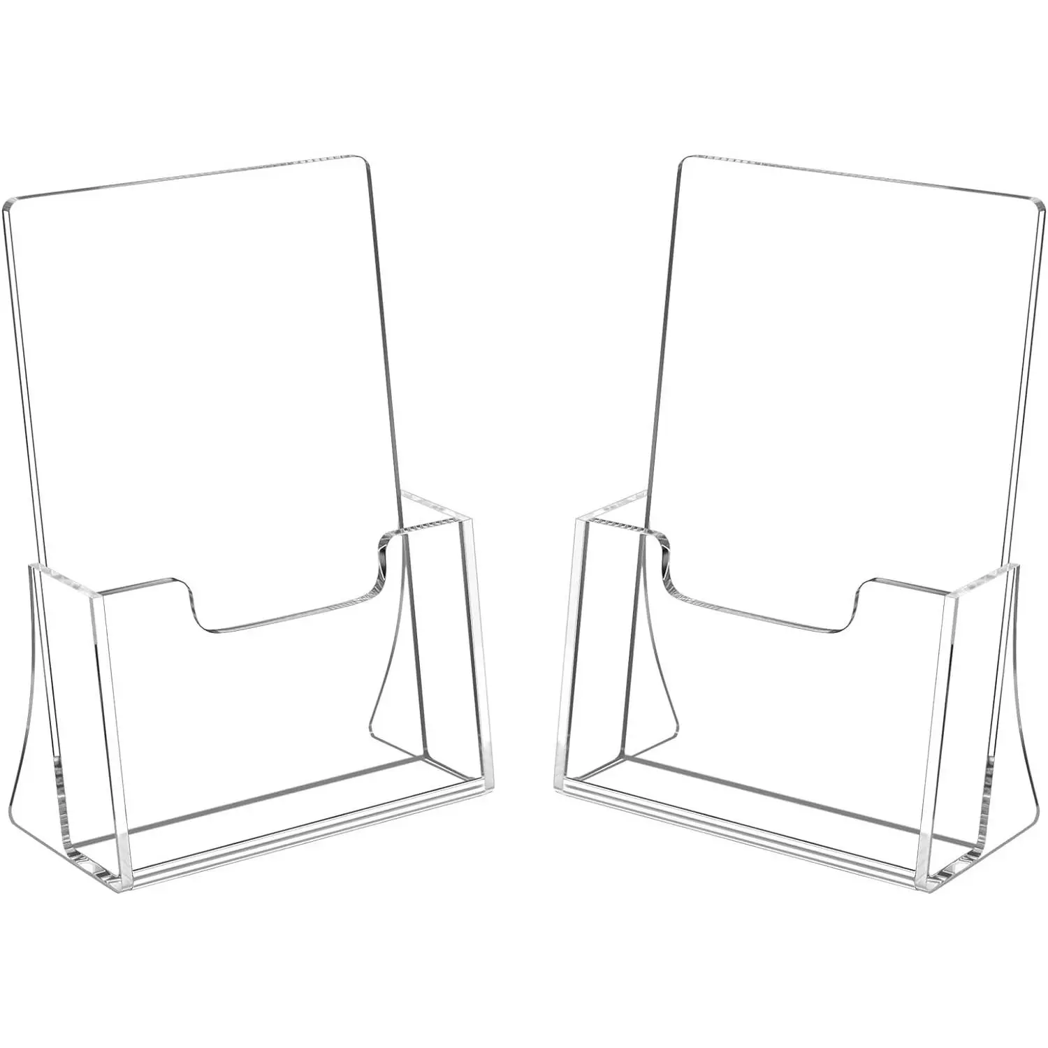 Brochure Holder 8.5 x 5.5 inches, Acrylic Flyer Holder with 2 Pack | Plastic Stands for Displaying Magazines, Pamphlets, Literature, Brochures, Booklets, Menu