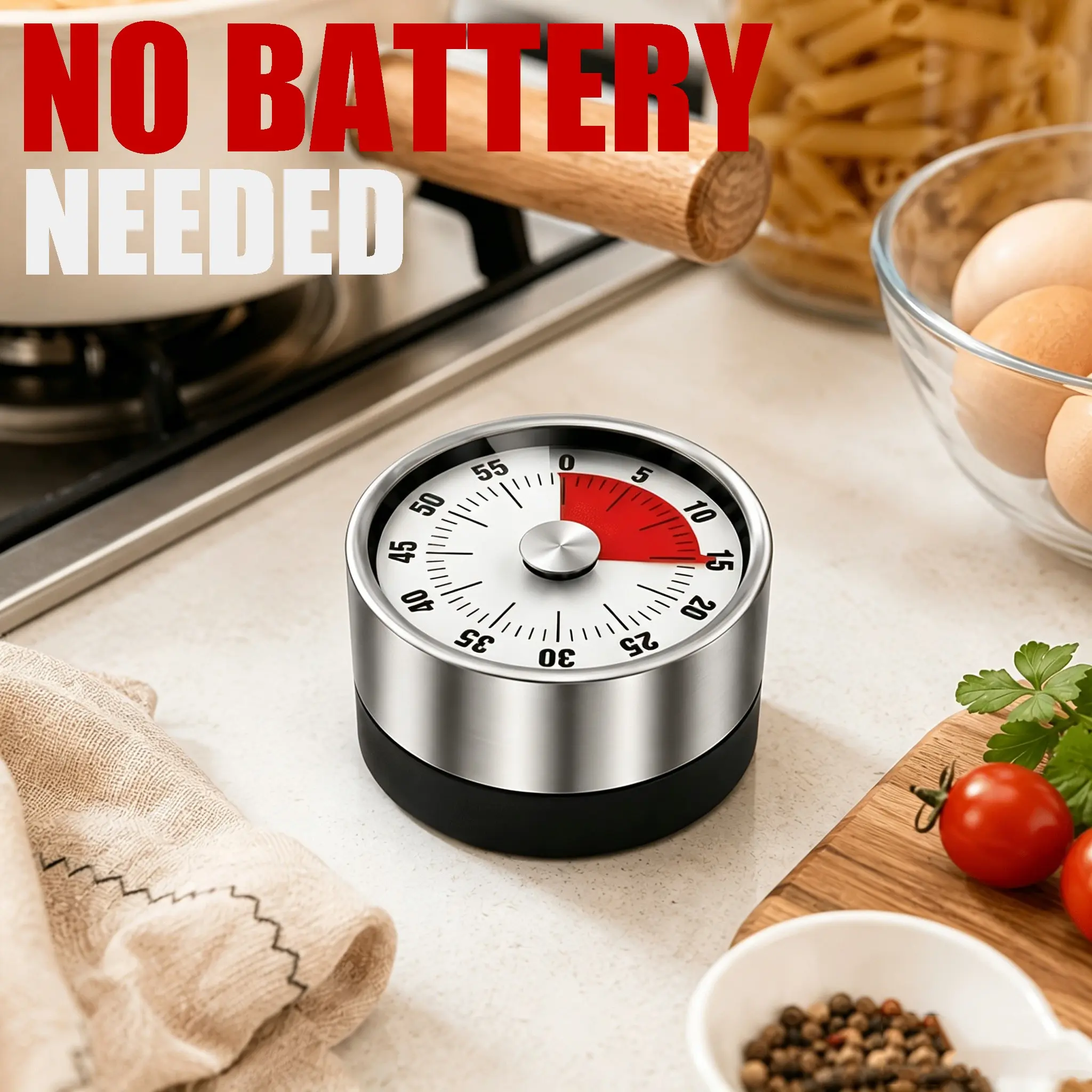 Magnetic Kitchen Timer, Mechanical Core, No Battery Needed, Loud Cooking Alarm, Essential Kitchen Tool, Perfect for Home Use