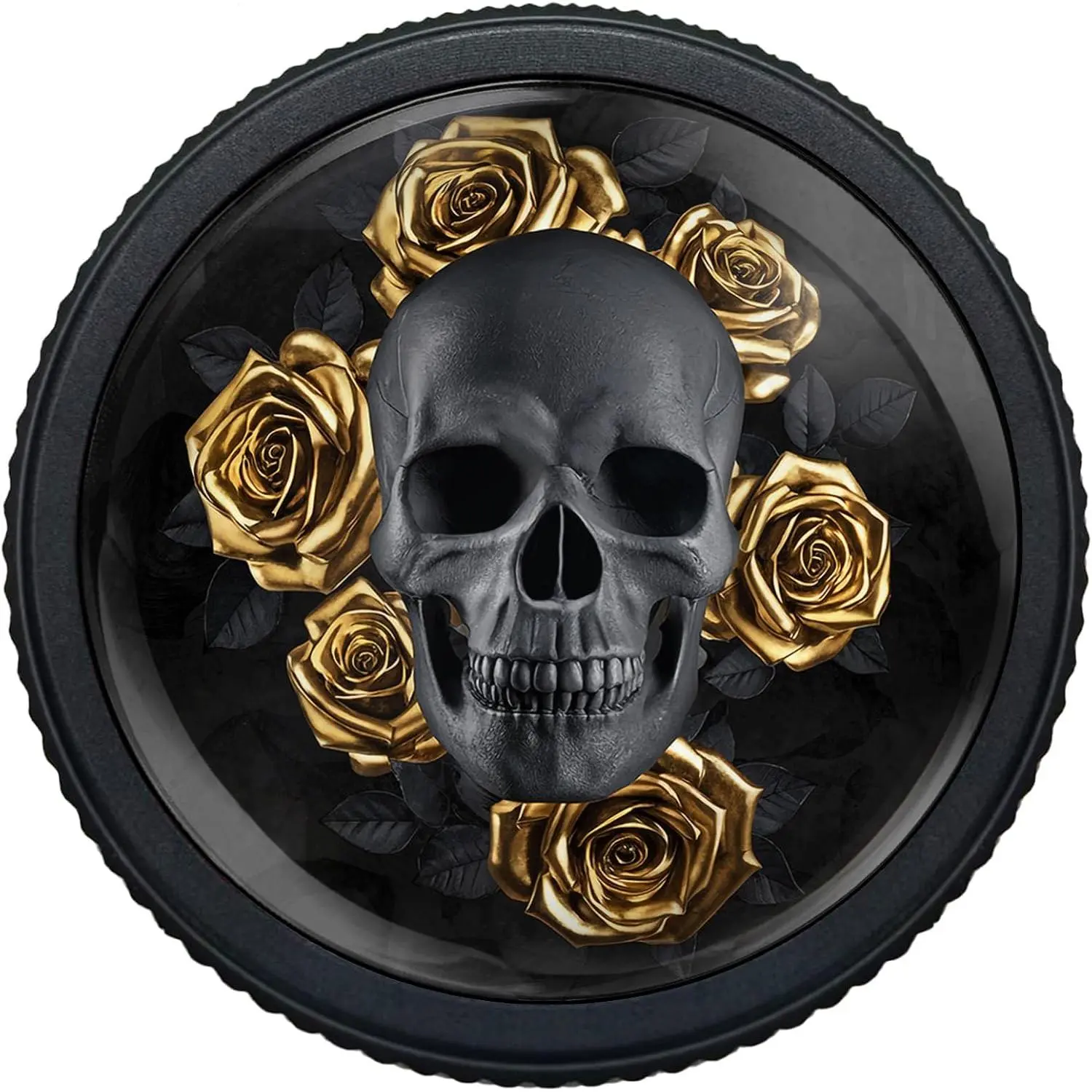 4 Pack Gothic Skull Metal Cabinet Knobs for Kitchen Bathroom | Golden Roses Drawer Pulls Round Black Dresser Handles Hardware for Desk Cupboard Wardrobe Closet  Decor