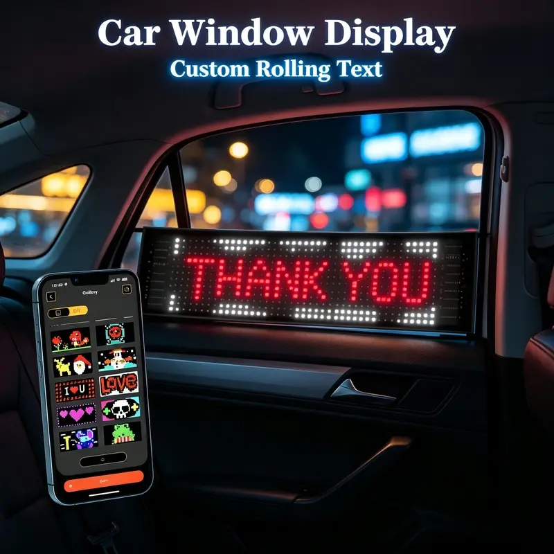 Foldable Flexible RGB LED Matrix Panel - Bluetooth App & Gesture Controlled, Customizable Programmable Soft Display with Rolling Text for Bar Advertising, Home Decor (Flame Water Ripple, Dragon Ball, Triple-LED Neon Cactus Sign Elements)