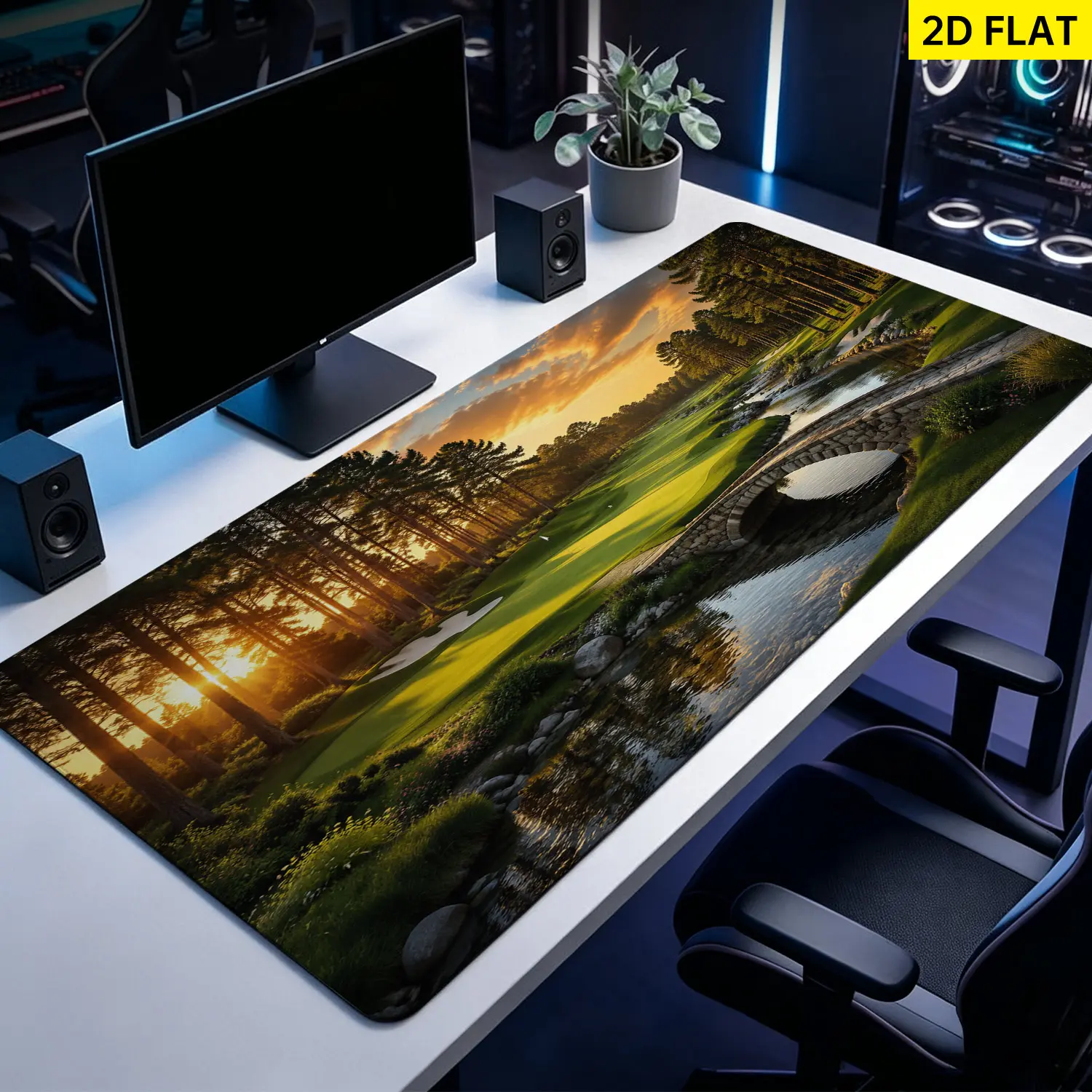 Extra Large golf course landscape Mouse Pad,Non Slip Rubber Pad,Desktop Decoration Drotection Pad,Washable,Lock Edge Multi Size,Premium Multipurpose Mousepad For Office,Home,Gift for Family and Friends