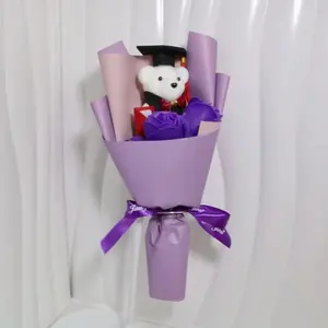 New Sunflower Bear Bouquet Rose Toy Sunflower Soap Flower Teacher's Day Birthday Party Cartoon Lovely Bear Graduation Ceremony