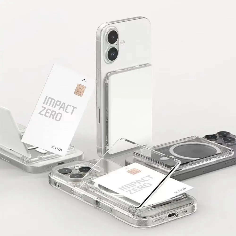 New open-style card holder for bus cards and bank cards, portable transparent PC magnetic card holder, magnetically attached to the phone