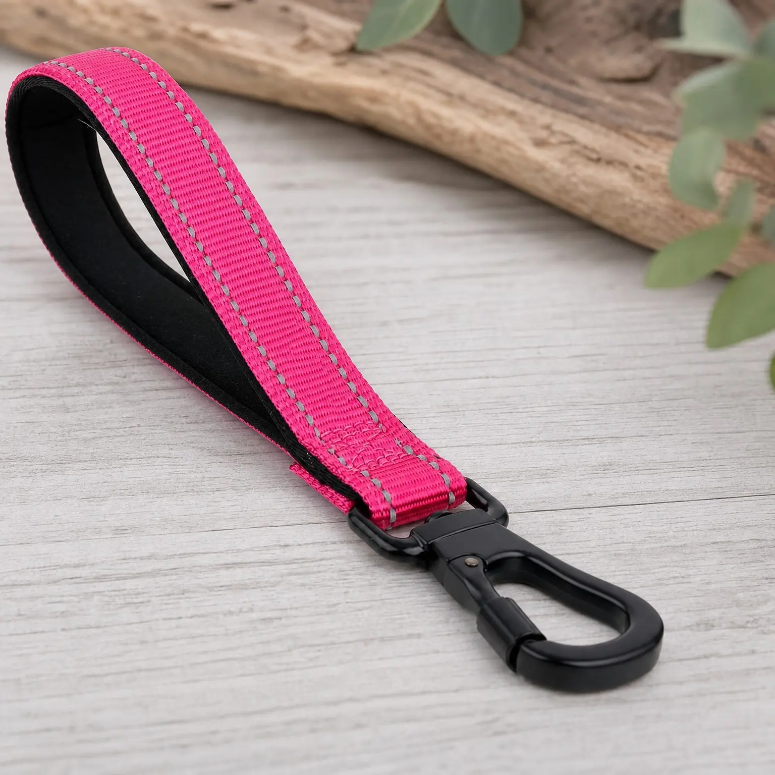 10 Inch Heavy Duty Reflective Nylon Short Dog Leash for Large Dogs with Locking Carabiner Clip & Padded Handle, Traffic Leash for Training Walking, PinkGift