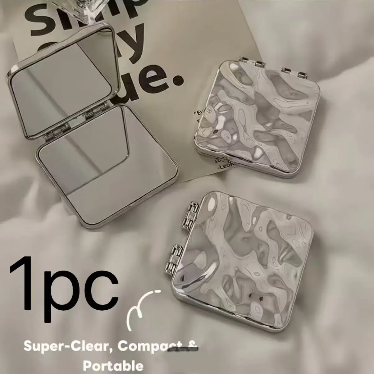 Portable Folding Mini Makeup Mirror, Cute Dual-Sided Handheld Cosmetic Mirror, Compact Student Touch-Up Mirror, Easy-To-Carry Design, Travel Makeup Mirror, Foldable Makeup Mirror