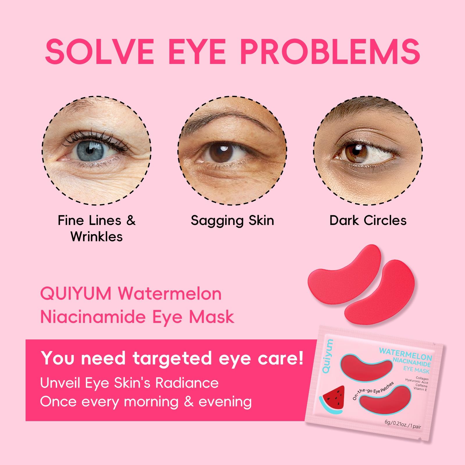 Quiyum Watermelon Niacinamide Eye Mask Patches 6g, 10pcs/20pcs Moisturizing Hydrating Eye Masks